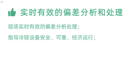 實時有效的偏差分析和處理：實時有效的偏差處理； 指導冷鏈設(shè)備安全、可靠、經(jīng)濟運行；